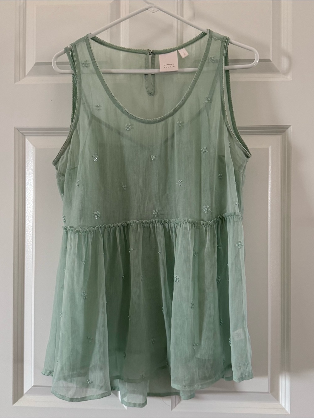 LC Lauren Conrad Mint Green Sleeveless Chiffon Peplum Camisole